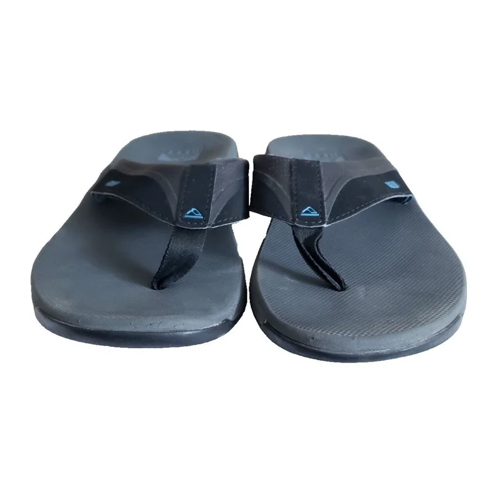 Men’s Reef Anchor Flip Flop Sandals Men's Size 10 Black Blue